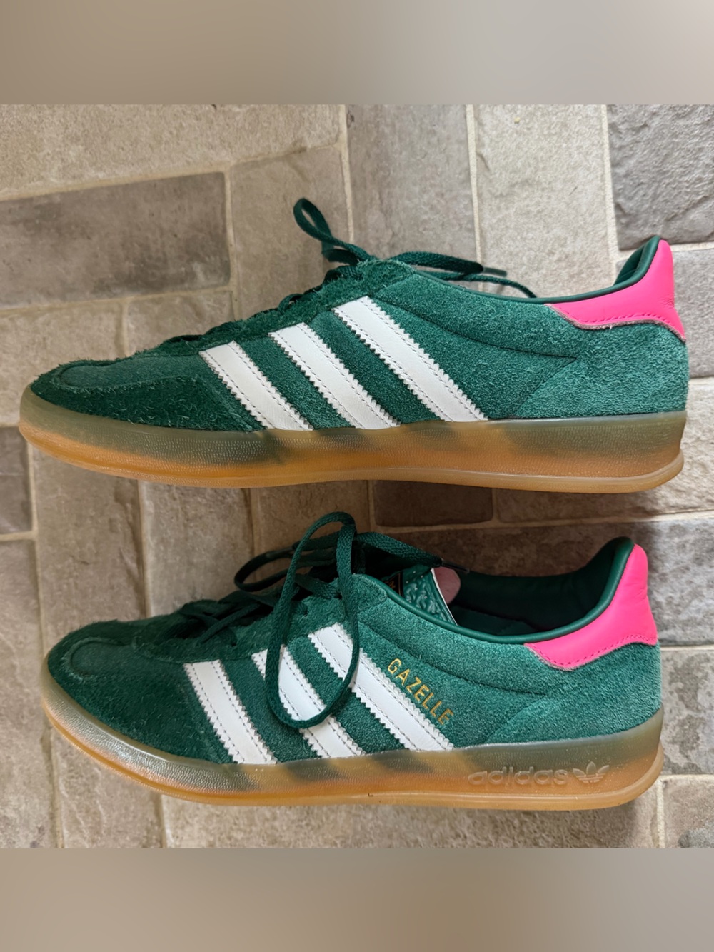Adidas Gazelle Indoor Green Pink Gum Suede Sneakers Women’s 8.5 - Picture 5 of 7